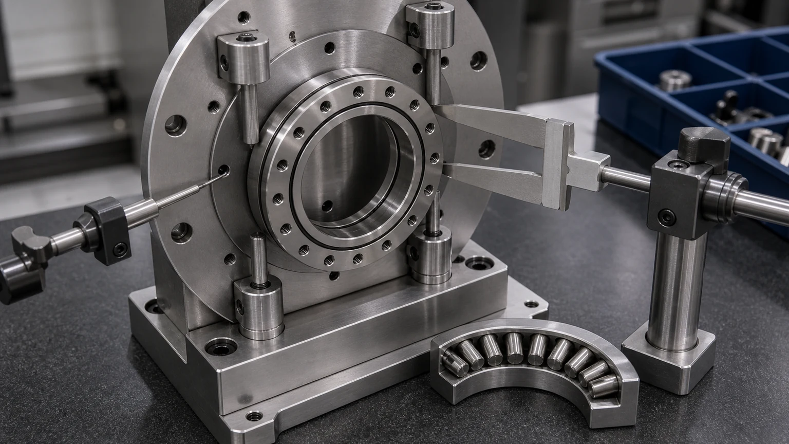 2010N15 Face Mount Crossed Roller Bearing face-mount hole pattern, seating face, dimensions, and application fit visual