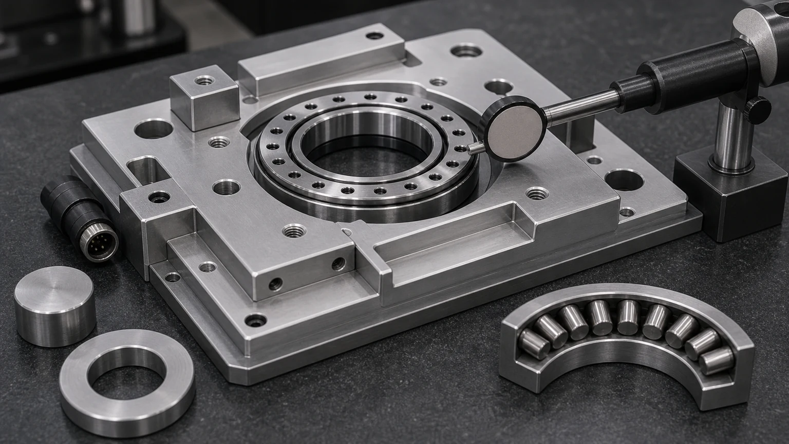 CRBE8022A Cross Roller Bearing compact mounting interface, dimensions, ring structure, and application fit visual