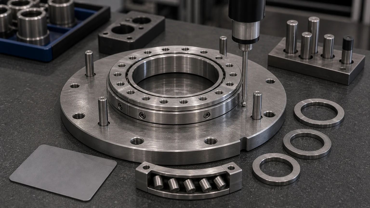 RU148 Crossed Roller Bearing measured dimensions and mounting interface visual