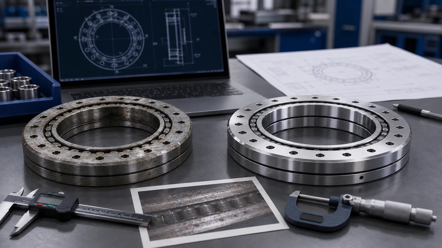 THK RBV440-0587624B cross roller bearing replacement replacement evidence review visual
